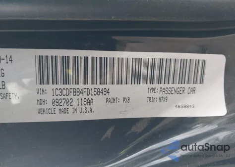 2015 Dodge Dart Sxt z USA, uszkodzony, nr VIN 1C3CDFBB4FD158494